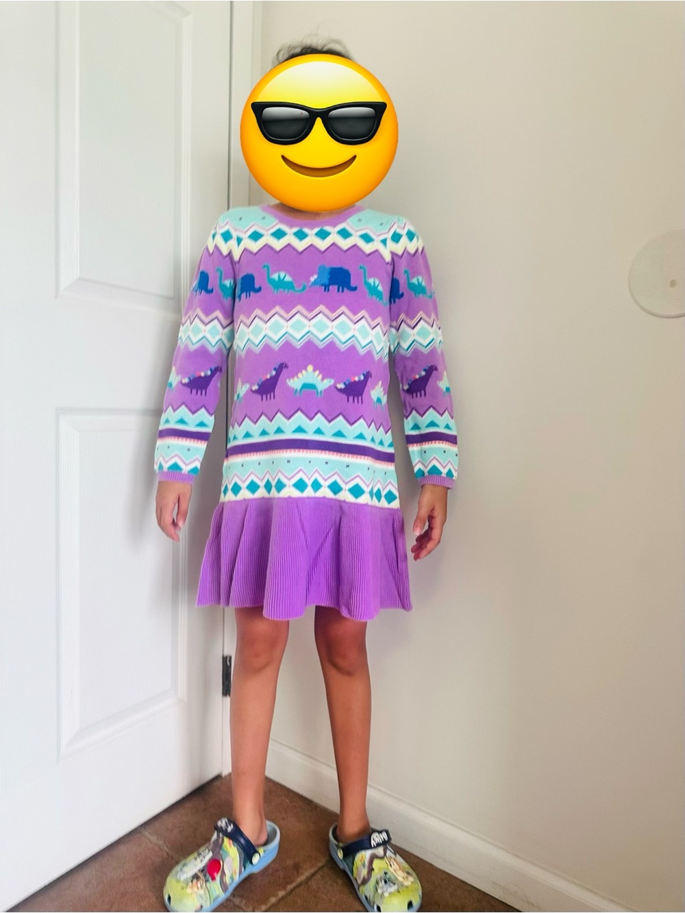 Gymboree Purple and Teal Dinosaur Sweater Dress
